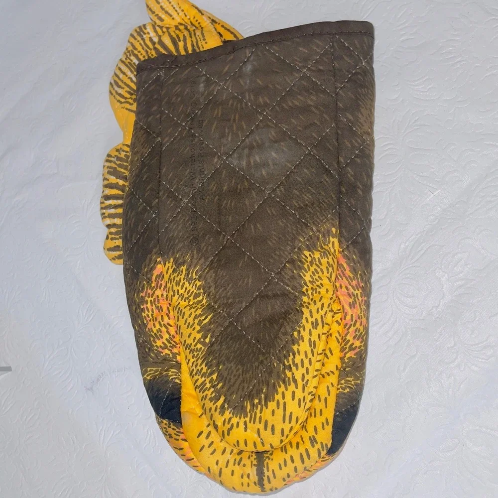 Boston Warehouse Kitchen Moose Oven Mitt OS Brown Yellow Vintage 1992 Decorative